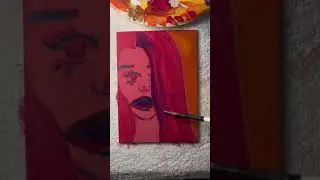 Mini paint with me on a mini canvas 👩‍🎨 acrylicpaintings artist #artinspo #beginnerpainter #artvid