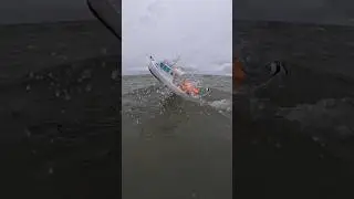Model Boat VS Big waves #drone #rcboat #modelship