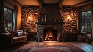 Snow Silence behind the windows | Fireplace Meditation