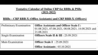 IBPS CALENDAR 2021-2022 | IBPS RRB CLERK PO PRELIMS AND MAINS EXAM DATES