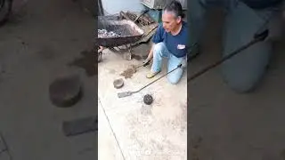 Flattteninig a 10 mm steel plate with homemade forge