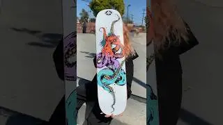 Clementine helping me setup a new ￼￼Welcome 🛹 #skateboard #griptape #asmr