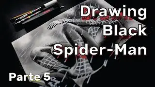 Desenhando Homem-Aranha de Roupa Negra de Tobey Maguire, Drawing Black Spider-Man (Parte 5)