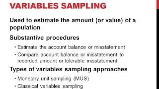 Variables Sampling in Auditing