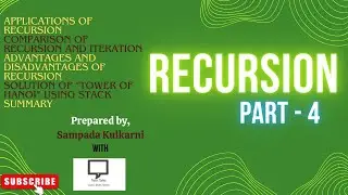 Applications, Pros and Cons , Comparison, Tower of Hanoi | Recursion | Part # 4 | Programming Skills