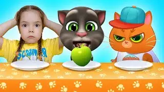 Мой Говорящий Том 2 у котика Bubbu | Настя и Бубу пробуют новый урожай