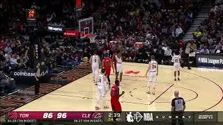 Scottie Barnes makes the shot over Mobley plus the foul