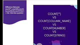 Difference Between count(*) ,count(0),count(-1),count(col),count('SQL') | SQL Interview question​