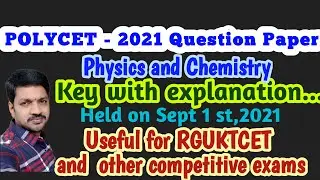 POLYCET 2021 QUESTION PAPER WITH SOLUTIONS, USEFUL FOR RGUKT CET IIIT