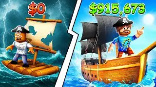😰Build a SHIP from scratch to sail to TREASURES in Roblox! + Boar