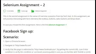 Selenium Assignment -2 | Facebook Signup | Learn By Doing | Selenium Automation Testing