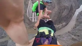 Who needs pants!? BASE jump prank | Negative4 Productions