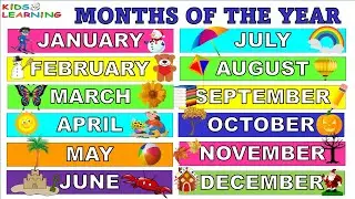Months of the year with spellings I Months name in english for kids I Learn 12 months of the year