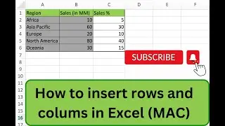 How to insert rows and columns in Excel (MAC)