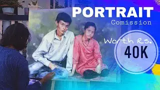 Painting My Biggest Portrait Comission Work On Canvas / Time lapse Video 🔥🖌️🎨