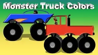 Monster Truck Colors - Red Blue Green Orange Purple Monster Trucks
