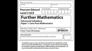 AS Core Pure 2018 Pearson Edexcel Further maths