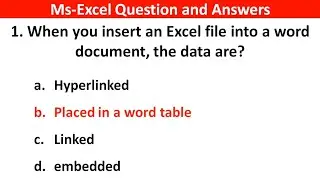 MS Excel mcq Question and Answer - MS Office - Top 50 MS Excel mcq Question and Answers