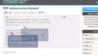 PHP Tutorial : remove array element