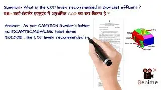 Que:- What is the C O D level recommended in Bio-toilet effluent ?