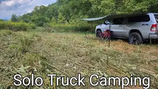 SOLO TRUCK CAMPING IN A RAIN STORM #truckcamping