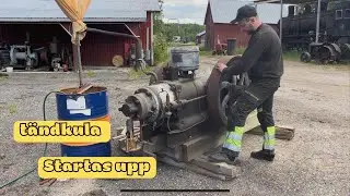 Gammal Beijer motor startas upp.