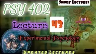 PSY402 || Lecture 43 || Experimental Psychology || Short Lecture || Updated Lecture || VU Lectures