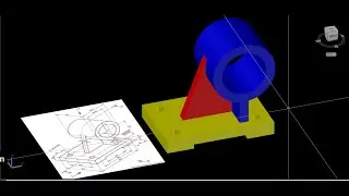 AutoCAD Practice drawing : 3D mechanical piece.