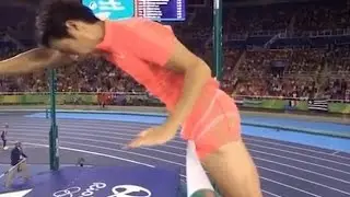 Japanese pole vaulter 'his' knocked the bar off during his jump