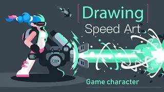 Girl game character - Speed Art Drawing vector illustration