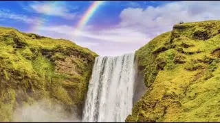 Peaceful Relaxing Waterfalls Set To Calming Ambiance Music | Fall Asleep Fast, Meditate, No Stress