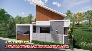 DESAIN RUMAH 9X12 METER 3 KAMAR ADA KOLAM RENANGNYA