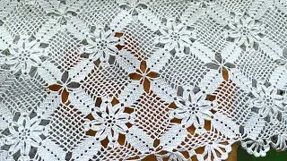 How to Crochet Pattern With Motif Crochet Lace  🧶For Crochet Blanket❗Crochet Tablecloth❕ Doily ✨
