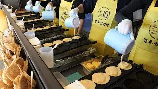 Famous Coin Cheese Waffles in Korea / 경주 십원빵 / Korean Street Food