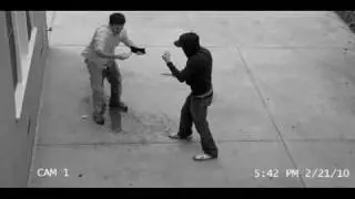 Bladder fail - guy gets mugged and pees!!