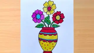 Flower Pot Drawing|| Flower Vase Drawing|| Easy Flower Pot Drawing Step by Step