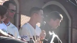 Kelby Tomlinson shares his testimony at San Francisco Giants Fellowship Day