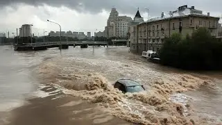 Unbelievable Footage: Heavy rains cause flash flooding in Moscow - Lightning struck a woman