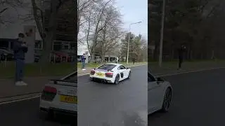 Ferrari 488 & Audi R8 leaving a car meet