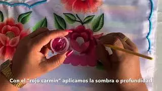 TUTORIAL DE PINTURA EN TELA//como pintar una blusa tipo huipil con rosas PT 3