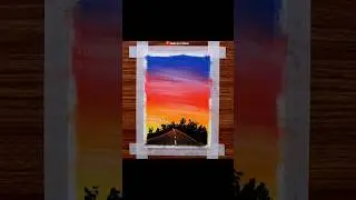 Drawing with oil pastel / Evening scenery drawing / #shorts #art