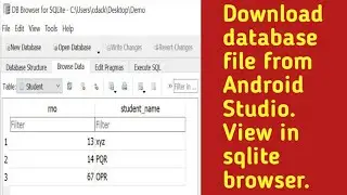 How to download sqlite database file and view values stored in table in android studio 4.0