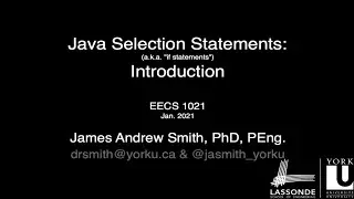 Class: Selection Statements in Java -- Introduction