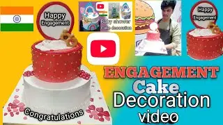 Engagement Cake decoration video  Chocolate truffle cake  How to make engagement Cake decorate video