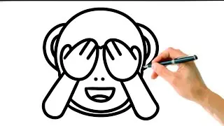 Drawing Cute Monkey Emoji Step-By-Step For Kids Draw & Color Tutorial