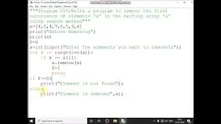 To remove the first occurrence of elements 'x' in the exiting array 'a'using remove method