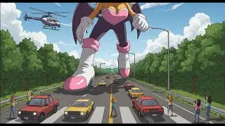 Sonic Rogue the Bat Growth Potion Furry Giantess Feet Muscle Mommy City Butt Crush AI Fanart