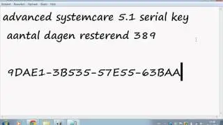 serial key for advanced systemcare 5.1 (updatet)