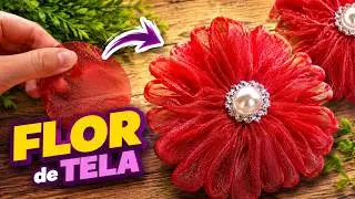 COMO HACER UNA FLOR CON TELA ORGANZA | Flores de TELA PASO A PASO