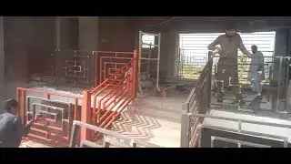 Red oxide to ms steel railing to protect it from rust and corrosion.